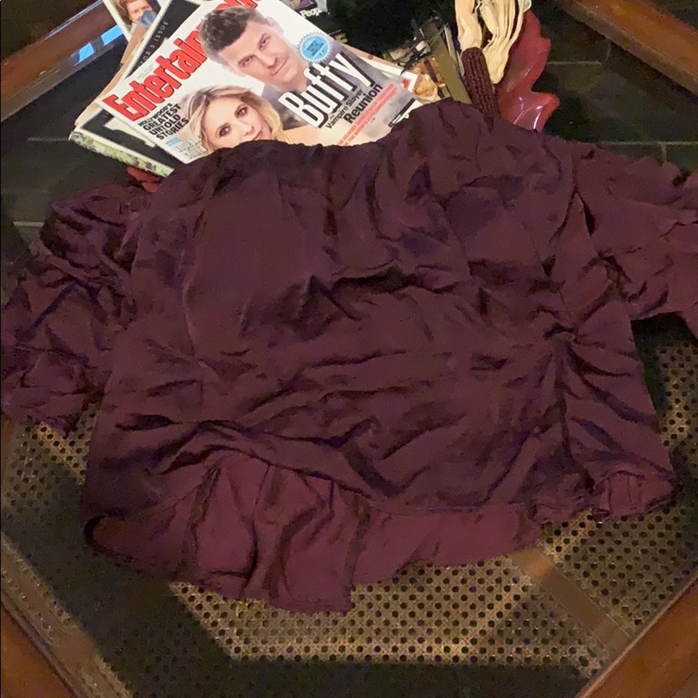 Dark purple off the shoulders blouse